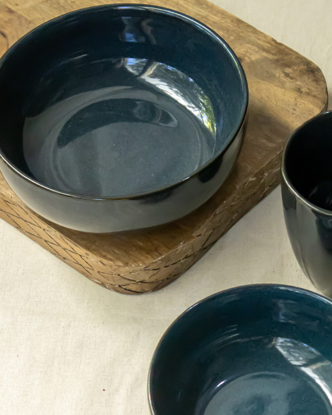 Porcelain Salad Bowl- Prussian Blue