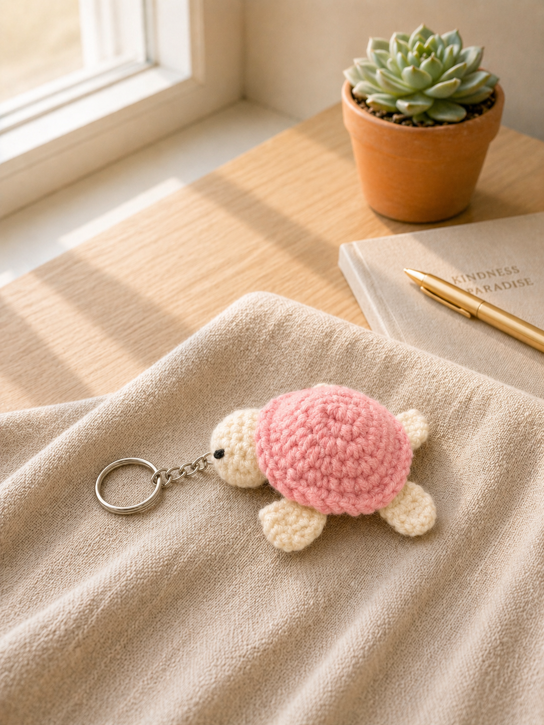 Pink Turtle Crochet Key-Chain