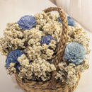 Blue and White Preserved Flowers with Basket