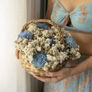 Blue and White Preserved Flowers with Basket